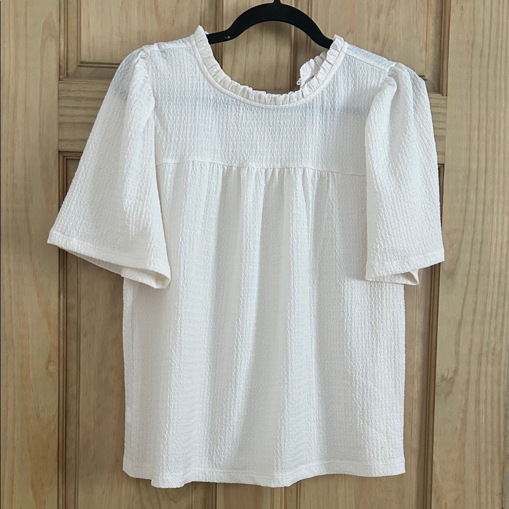LOFT Textured Cream Blouse